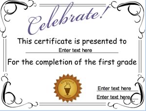 Celebrate 1st grade completion certificate