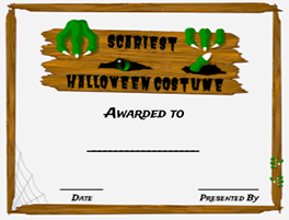 Halloween Scariest Costume Certificate
