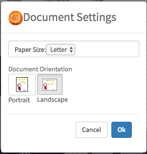 Document Settings Menu