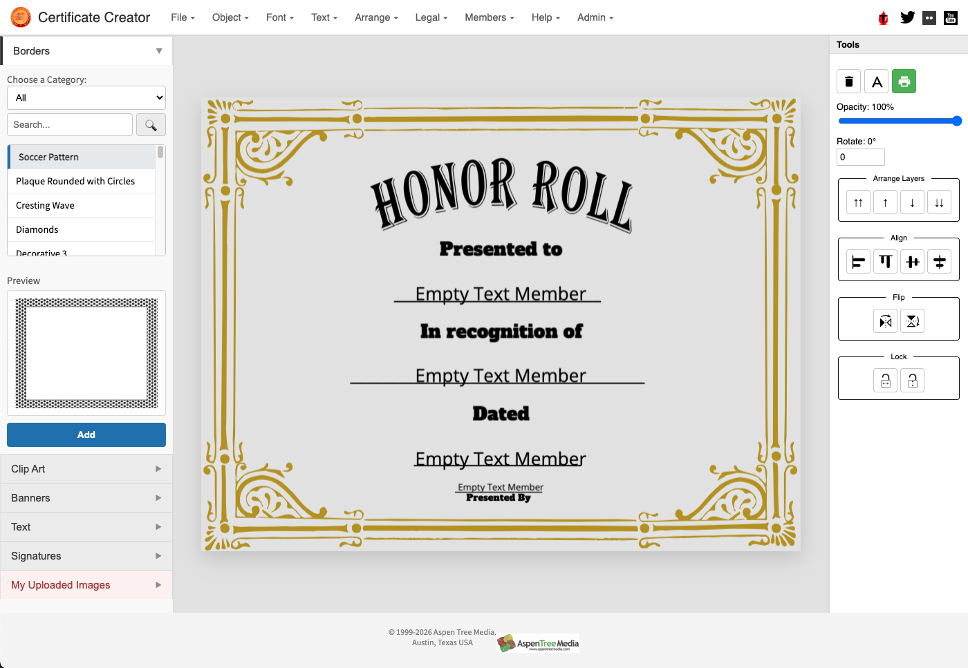 Certificate Creator Editor