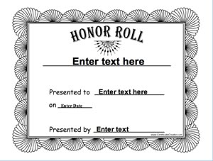 Honor Roll Certificate