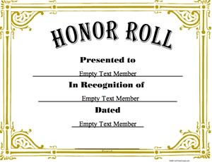 Honor Roll Certificate