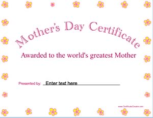 Mothers Day Certificate