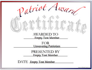 Patriot Award - For Unwavering Patriotism