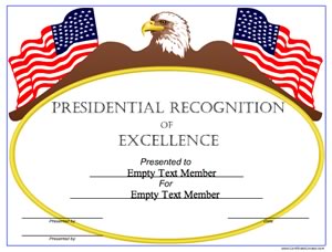 Presidential Recognition certificate image