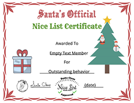 Santa's Official Nice List 2018 Certificate