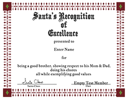 Santa's Recognition Certificate