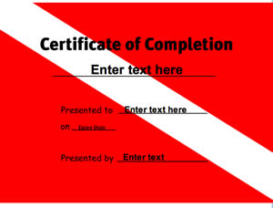 Scuba diving completion certificate