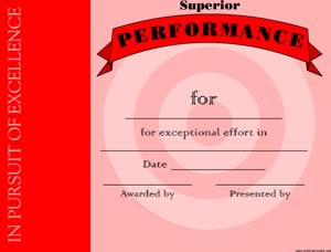 Superior Performance certificate